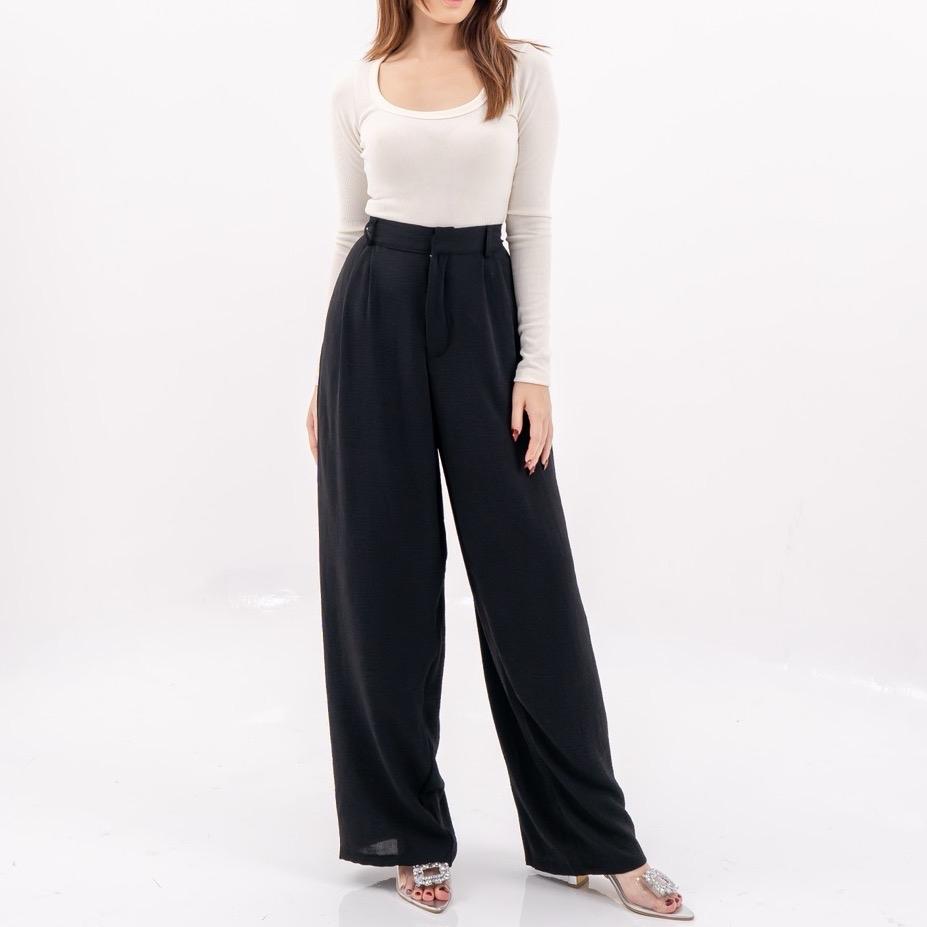 aijo |(ready) cessie cullote | kulot panjang wanita kekinian celana kantong brown mocca casual cewek basic hitam tali serut red simple