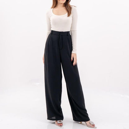 AIJO |(READY) Cessie Cullote | Kulot Panjang Wanita Kekinian Celana Kantong Brown Mocca Casual Cewek Basic Hitam tali serut Red Simple