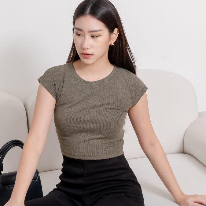 aijo| (ready) kira oneck top - atasan wanita oneck top bodyfit panjang lembut melar nyaman rib polos hitam high