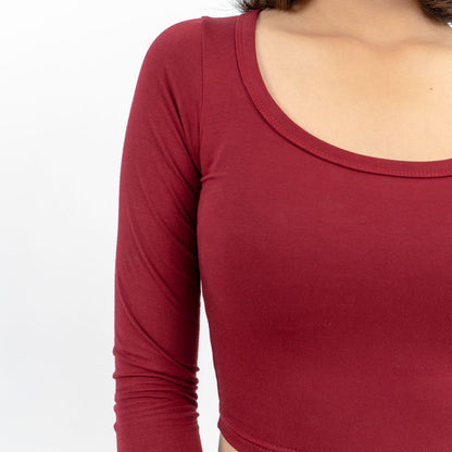 AIJO| (READY) Thea Uneck Longsleeve - Atasan Lengan Panjang Wanita Spandex Polos Unik Nyaman Basic Variasi