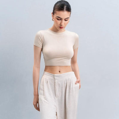 Joyce by AIJO [Premium] Vio Oneck Crop Top - Atasan Fitted Wanita - Atasan Bodyfit Korean Style