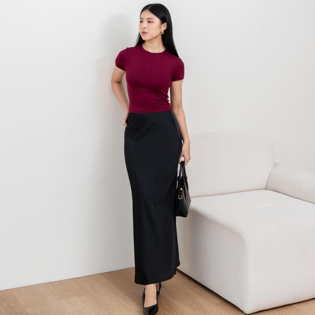 aijo| (ready) davina rok satin - rok satin wanita - rok panjang bawahan panjang bawahan mewah