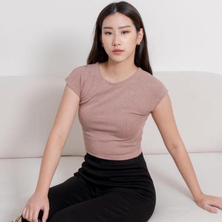 aijo| (ready) kira oneck top - atasan wanita oneck top bodyfit panjang lembut melar nyaman rib polos hitam high