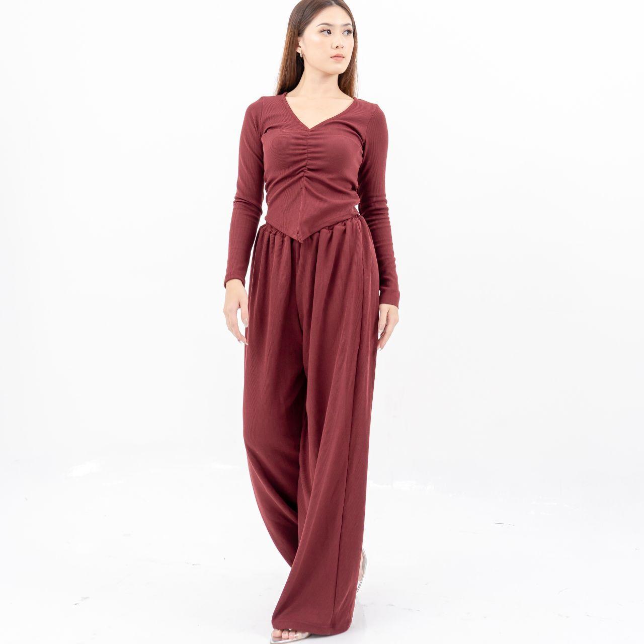 aijo| (ready) clara cullote - celana panjang wanita rib kulot basic kantong nyaman hitam formal casual