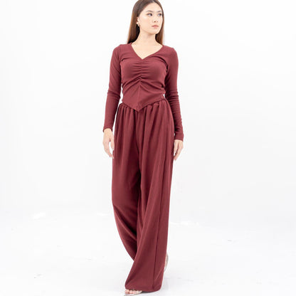 AIJO| (READY) Clara Cullote - Celana Panjang Wanita Rib Kulot Basic Kantong Nyaman Hitam Formal Casual