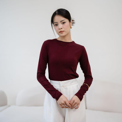 Joyce by AIJO [Premium] Lily Oneck Longsleeve - Atasan Wanita Basic Spandex Lengan Panjang Fitbody