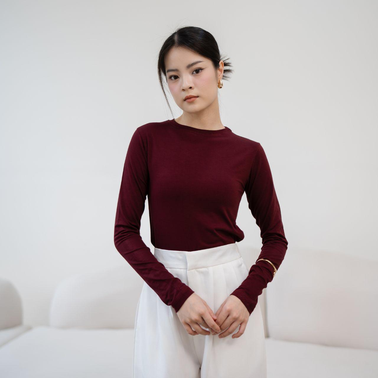 joyce by aijo [premium] lily oneck longsleeve - atasan wanita basic spandex lengan panjang fitbody