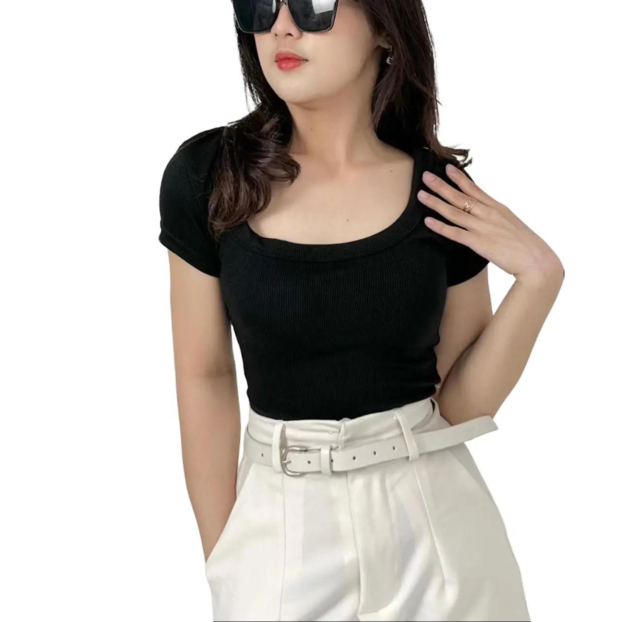 aijo| (ready) aqilla uneck top - atasan wanita uneck top bodyfit panjang lembut rib baju basic crop polos