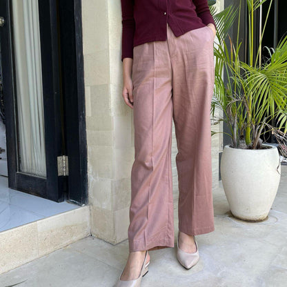 AIJO | (READY) Asa Cullote - Celana Panjang Linen Kulot Loose Pants Wanita Korean Style Cream Hitam Basic Casual