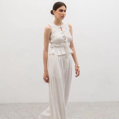 Joyce by AIJO [Premium] Kim Vest Linen Top - Atasan Fitted Wanita Vest Tali Gaya Korea