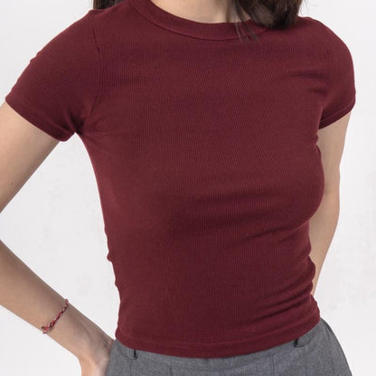 AIJO| (READY) Rhea Oneck Top - Atasan Wanita Oneck Panjang Rib Baju Kaos Cewek Polos