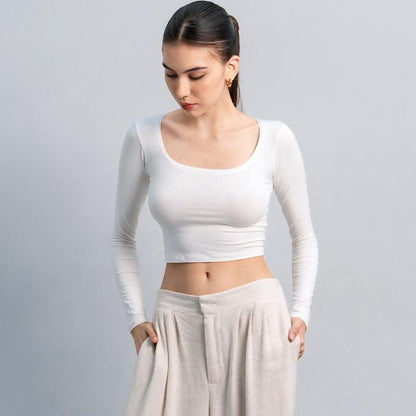Joyce by AIJO [Premium] Cleo Longsleeve Crop Top - Atasan Fitted Wanita Lengan Panjang - Atasan Bodyfit Korean Style
