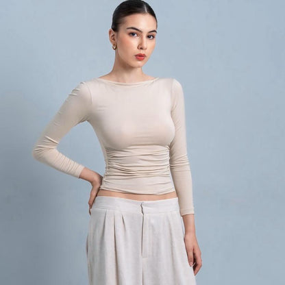 Joyce by AIJO [Premium] Freya Longsleeve Kerut Top - Atasan Fitted Wanita Lengan Panjang - Atasan Bodyfit Korean Style