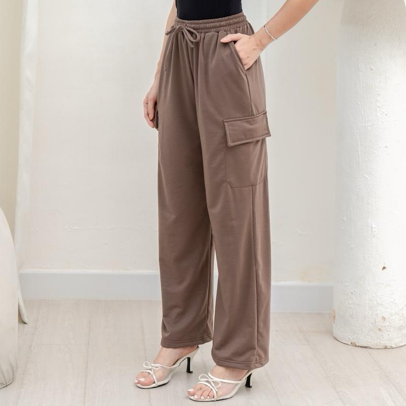 aijo -(ready) yoona cargo pants - celana bebytery korean loose pants panjang wanita formal kantor casual hitam baggy kulot celana cargo wanita katun tali serut merah 