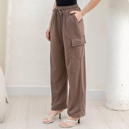 AIJO -(READY) Yoona Cargo Pants - Celana Bebytery Korean Loose Pants Panjang Wanita Formal Kantor Casual Hitam Baggy Kulot Celana Cargo Wanita Katun tali serut Merah 