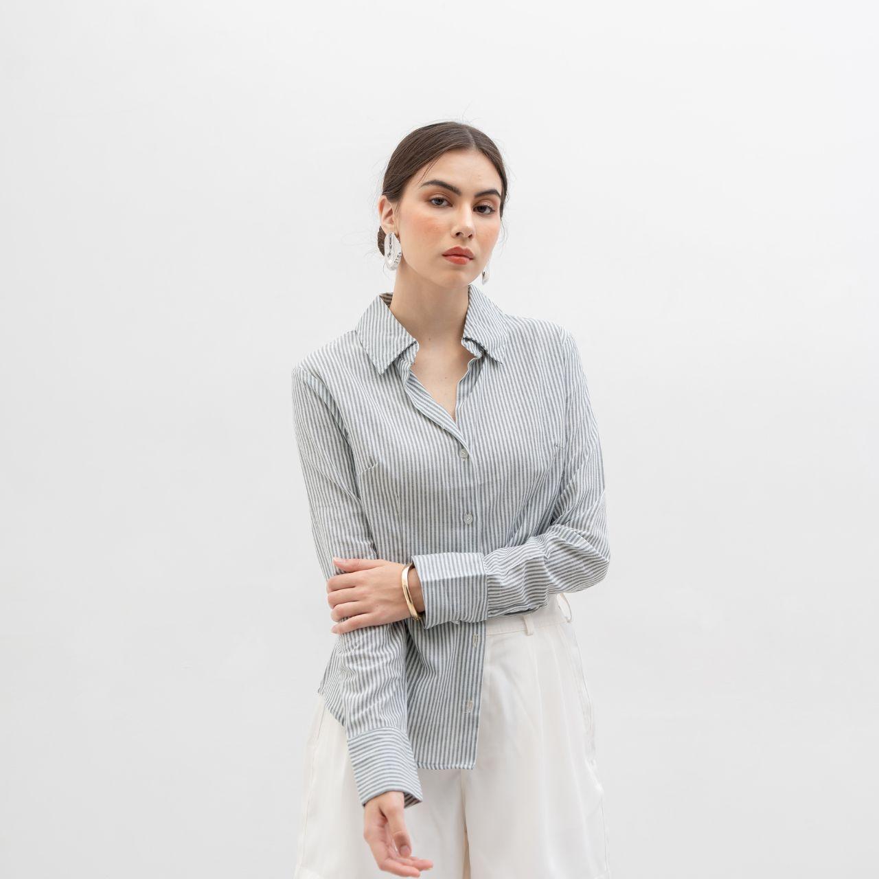 aijo | (ready) collin shirt - kemeja lengan panjang wanita - korean style atasan baju casual fit