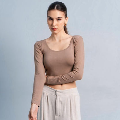 Joyce by AIJO [Premium] Cleo Longsleeve Crop Top - Atasan Fitted Wanita Lengan Panjang - Atasan Bodyfit Korean Style