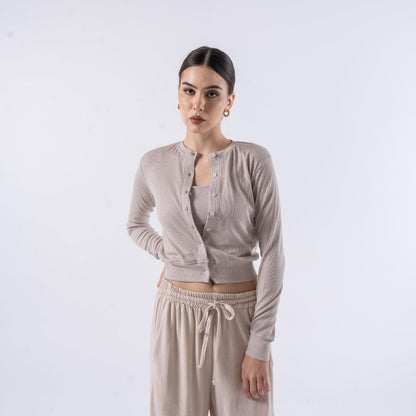 Joyce by AIJO Premium Zora Cardigan Kancing Rib Katun- Atasan Wanita Kancing - Cardigan Korean Style - Knitwear Nyaman & Panjang - Baju Fashionable