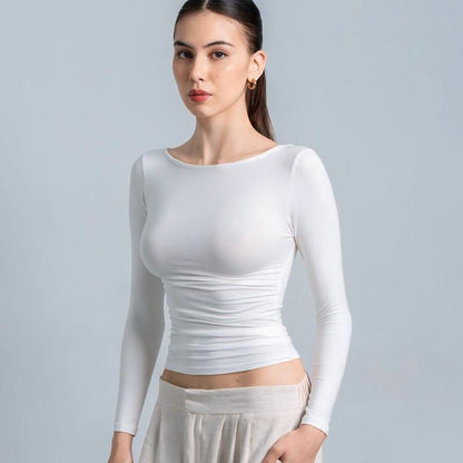 Joyce by AIJO [Premium] Freya Longsleeve Kerut Top - Atasan Fitted Wanita Lengan Panjang - Atasan Bodyfit Korean Style