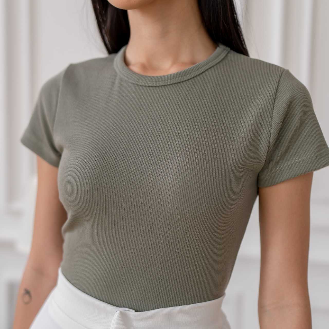 aijo | (ready) oneck top- atasan wanita kekinian rib fit basic style