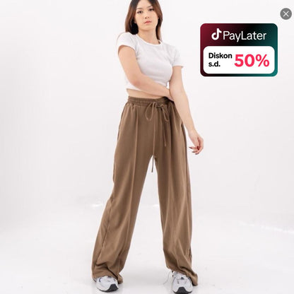 AIJO| (READY) Ruby Cullote - Celana Panjang Wanita Kekinian Kulot Cantik Pinggang Bawahan Nyaman Casual Karet High