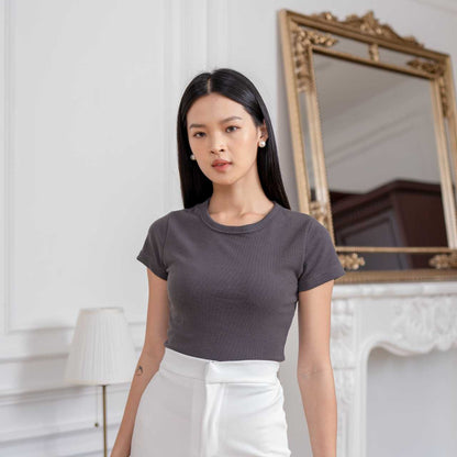 AIJO | (READY) Oneck Top- Atasan Wanita Kekinian Rib Fit Basic Style