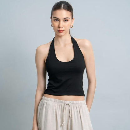 Joyce by AIJO [Premium] Kay Halter Neck Tank - Atasan Fitted Wanita Lengan Pendek - Tanktop Atasan Bodyfit Korean Style