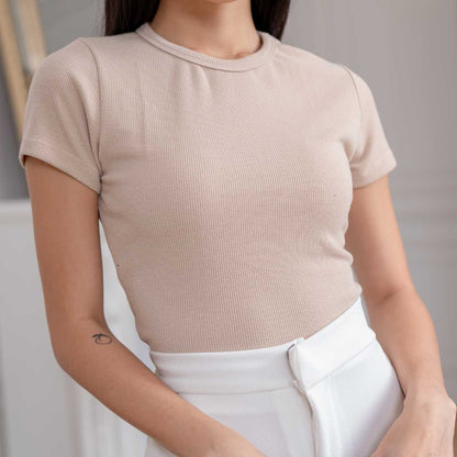 AIJO | (READY) Oneck Top- Atasan Wanita Kekinian Rib Fit Basic Style