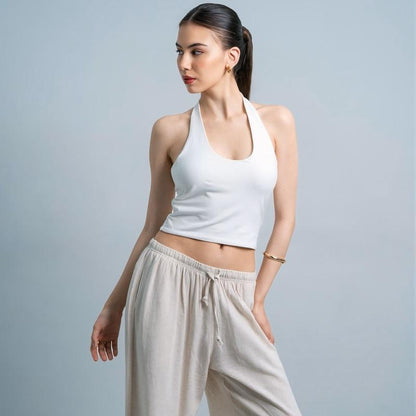 Joyce by AIJO [Premium] Kay Halter Neck Tank - Atasan Fitted Wanita Lengan Pendek - Tanktop Atasan Bodyfit Korean Style