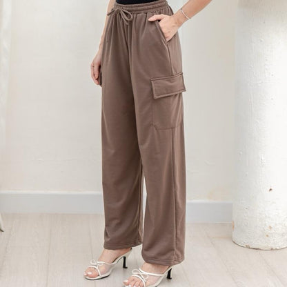 AIJO -(READY) Yoona Cargo Pants - Celana Bebytery Korean Loose Pants Panjang Wanita Formal Kantor Casual Hitam Baggy Kulot Celana Cargo Wanita Katun tali serut Merah 