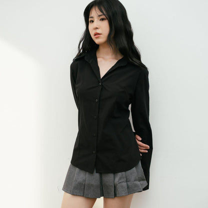 AIJO | (READY) Collin Shirt - Kemeja Lengan Panjang Wanita - Korean Style Atasan Baju Casual Fit