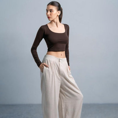 Joyce by AIJO [Premium] Cleo Longsleeve Crop Top - Atasan Fitted Wanita Lengan Panjang - Atasan Bodyfit Korean Style