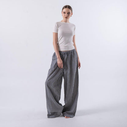 Joyce by AIJO [Premium] Zowie Katun Stripe Cullote - Celana Panjang Wanita Bohe Style Katun - Korean Style
