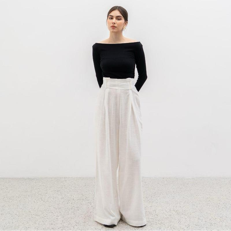 joyce by aijo [premium] caterine linen cullote - celana linen longgar - celana linen panjang wanita highwaist